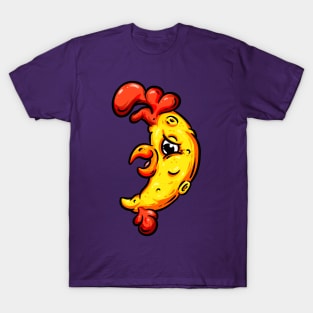 Moon Chicken Rooster Lowbrow Cartoon T-Shirt